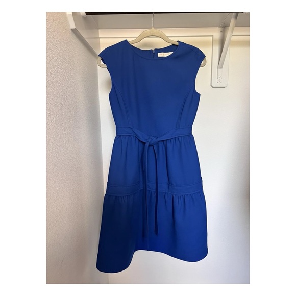 Tory Burch Blue Dahlia Dress Size 0/2 Flawless! Belted With Pockets - Picture 3 of 8
